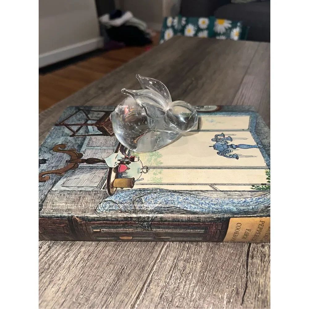 Bunny Rabbit Nantucket Clear Art Glass Rabbit Bubble Infused Paperweight